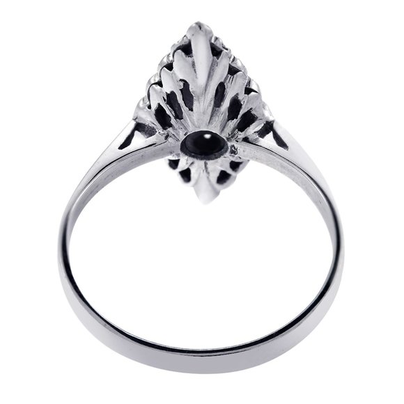 Vintage 0.10 Carat Diamond Enamel Navette 18k - Picture 3 of 3